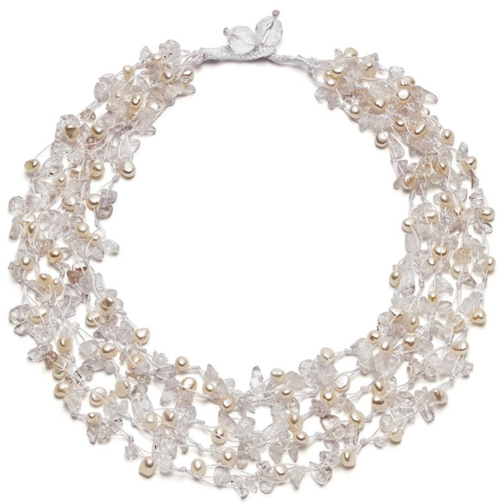 HinsonGayle 5-Strand Handwoven Necklace White